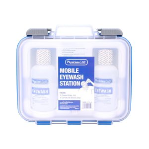 Mobile Eyewash Station, 6 Pieces Emergency Eye Care Kit (2 Bottles + 4 Eye Pads)